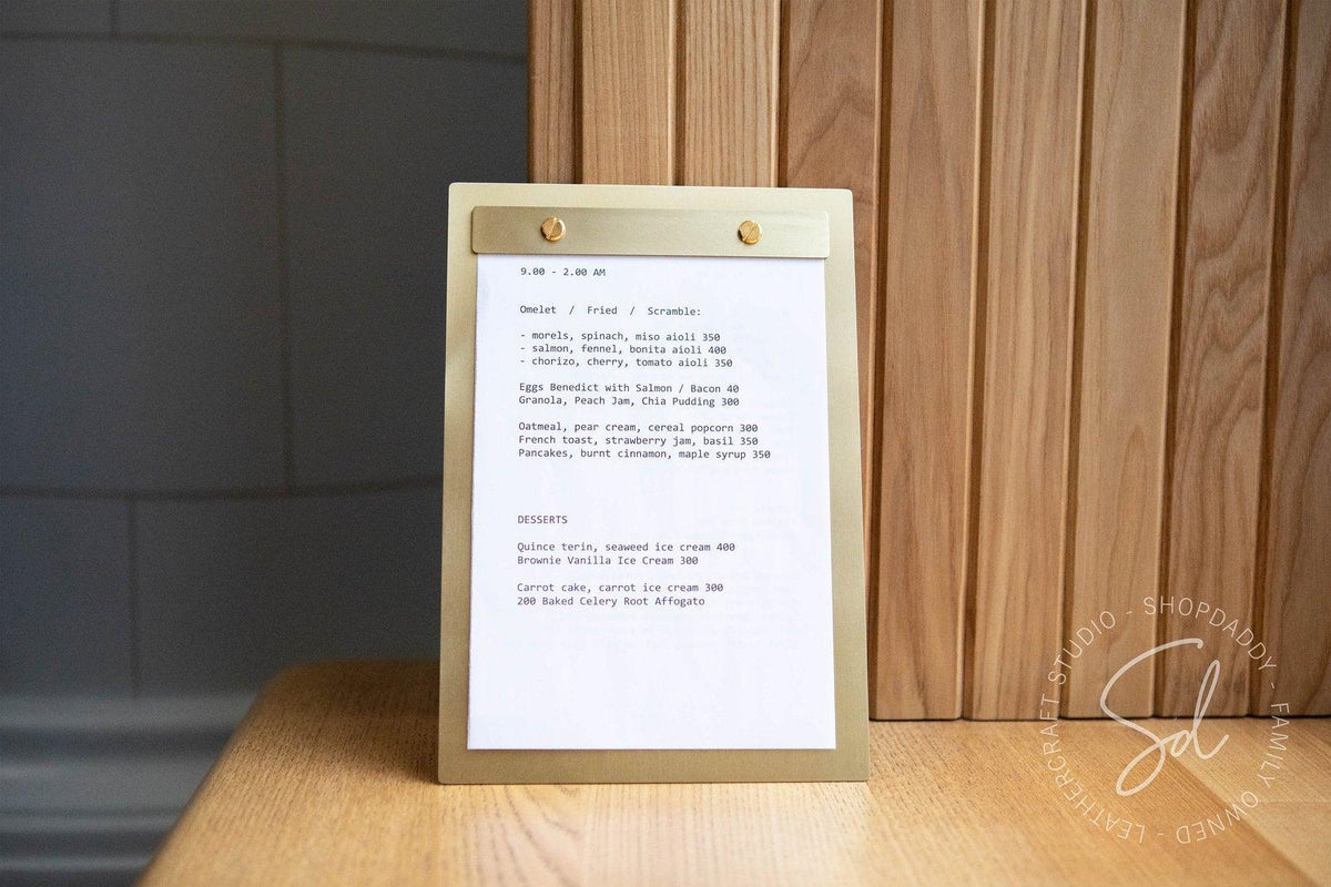 metal menu board A4 for guests shopdaddy studio