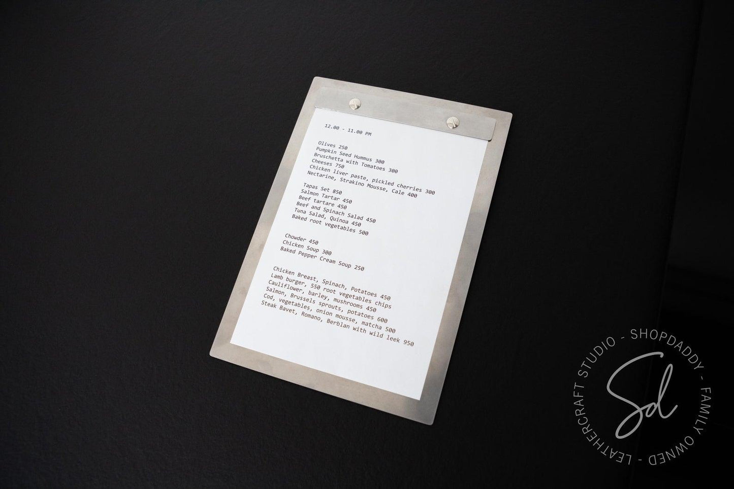 metal  menu holder 8.5x11 shopdaddy studio