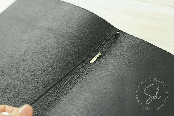 Black Thick Leather Menu Folder with Elastic Band