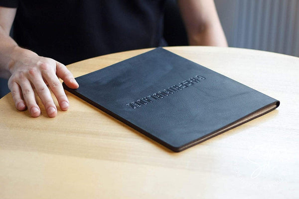 menu leather holder for restaurant 4.25x11 shopdaddy studio