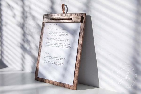 restaurant wooden Menu Board with Leather Lace