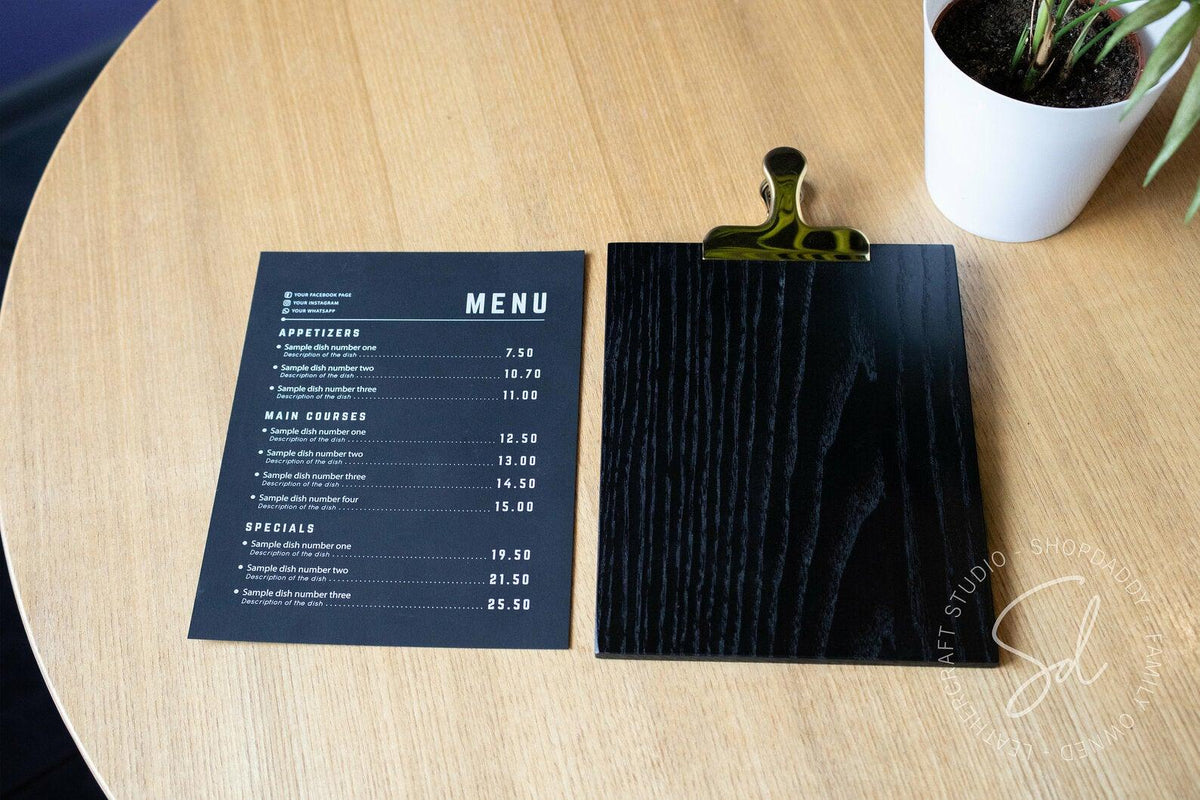 wood restaurant menu holder a5 shopdaddy studio