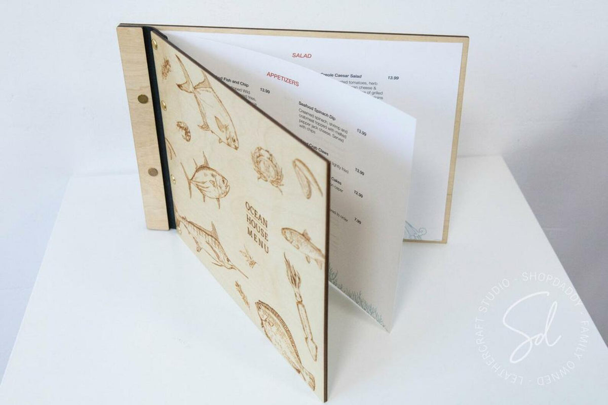 Matt Lacquer Wooden Menu Holder for fish restaurant