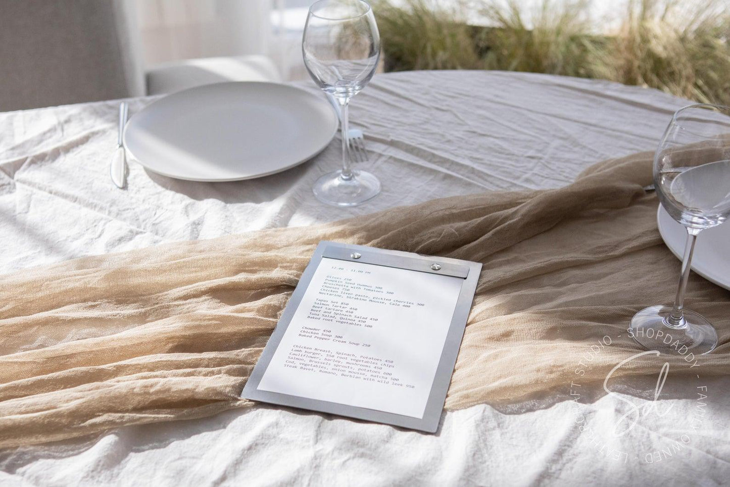stainless steel menu board A5 for guests