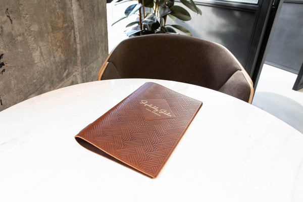 restaurant Brown Thick Leather Menu Cover with Pattern