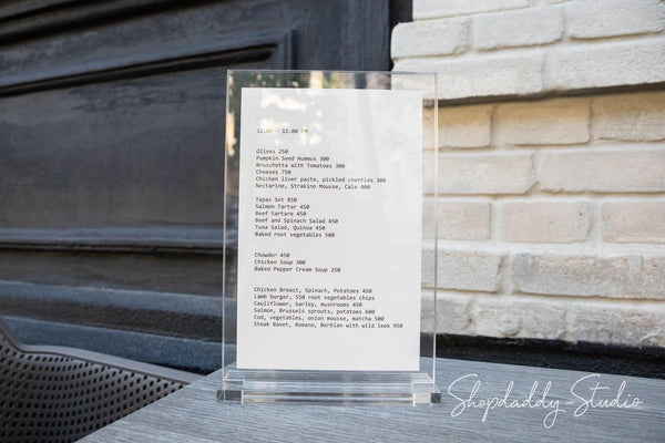 bar touchless menu clipboard A5 shopdaddy studio