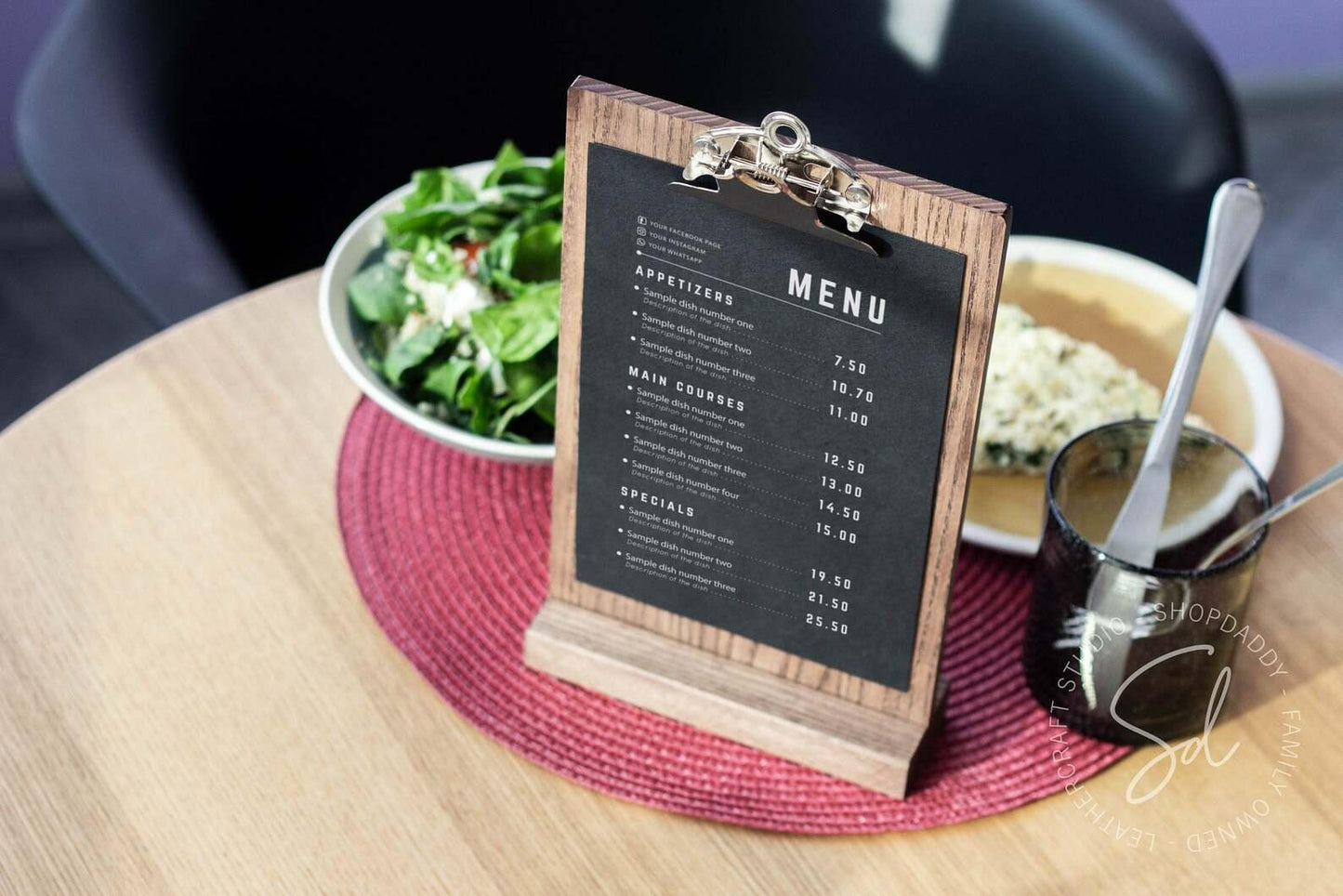 Straight Wooden Table Stand with Clip for restaurant