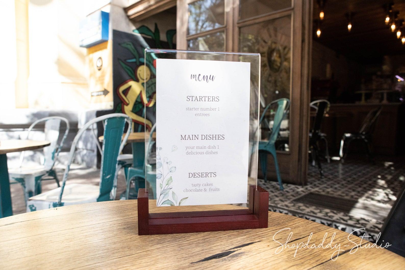 Mahogany Wooden/Acrylic Table Menu Stand – Shopdaddy-Studio