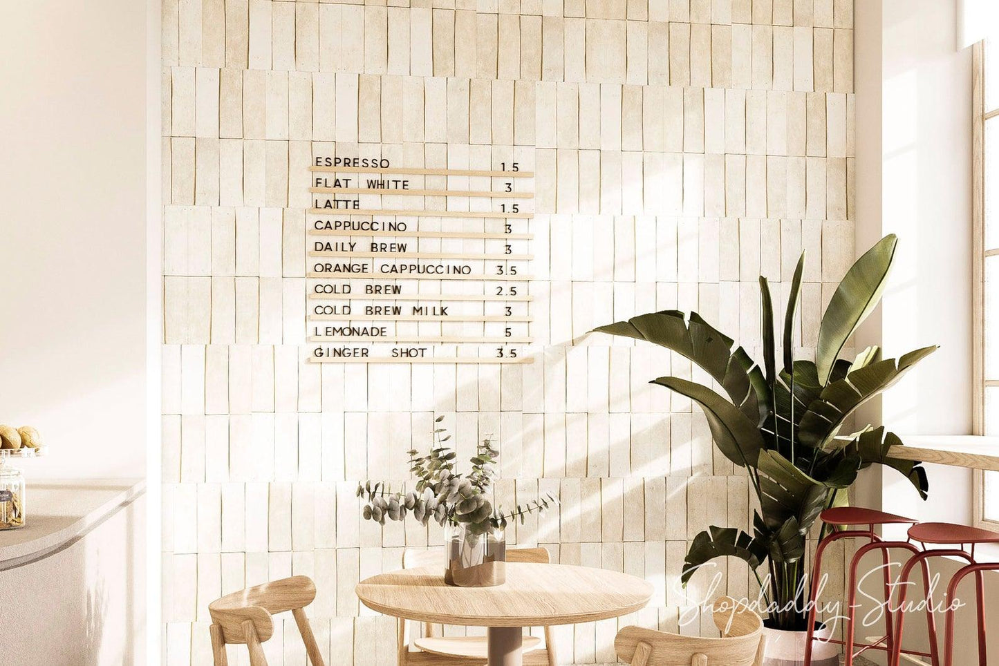 coffee shop wall wooden menu letter board shopdaddy studio