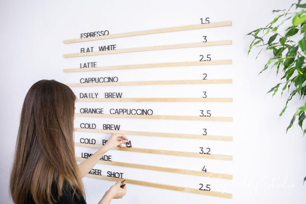 wooden letter board on the wall shopdaddy studio