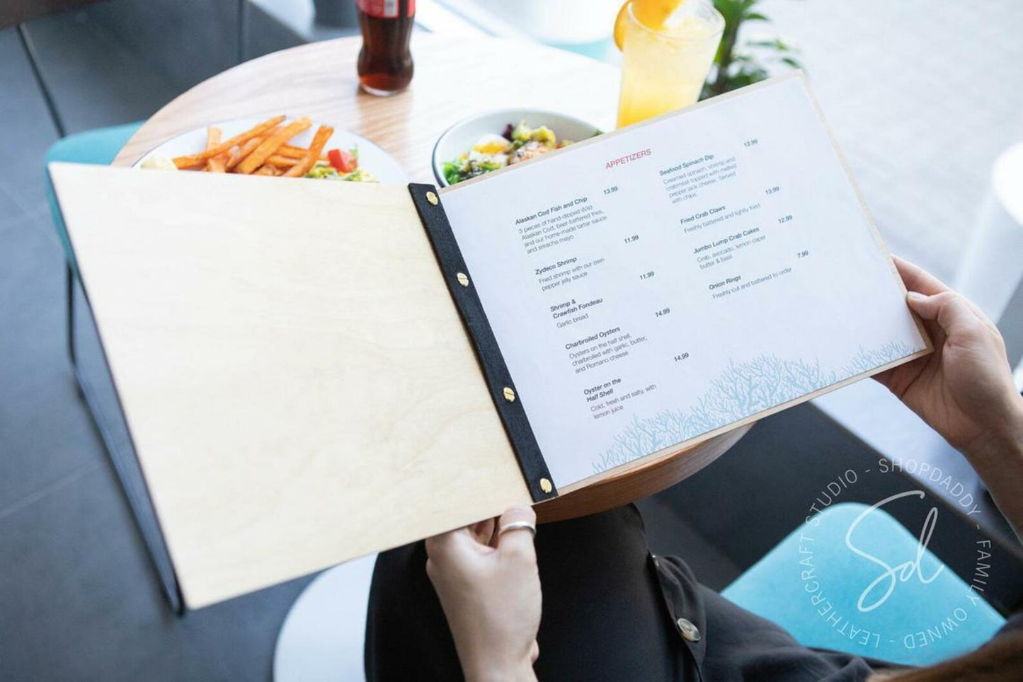 Matt Lacquer Wooden Menu Holder with personalization