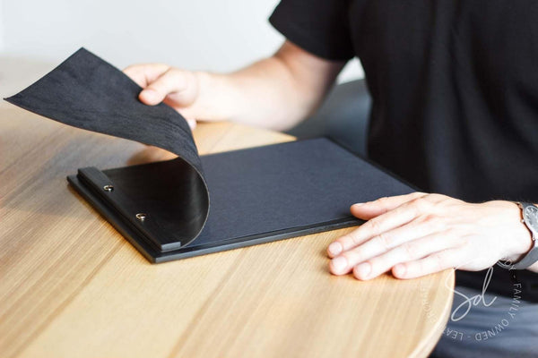 stylish Menu Holder with Leather Cover