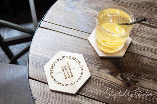 Wooden Coasters for Drinks - Walnut Dark Wood Coaster for Drinking