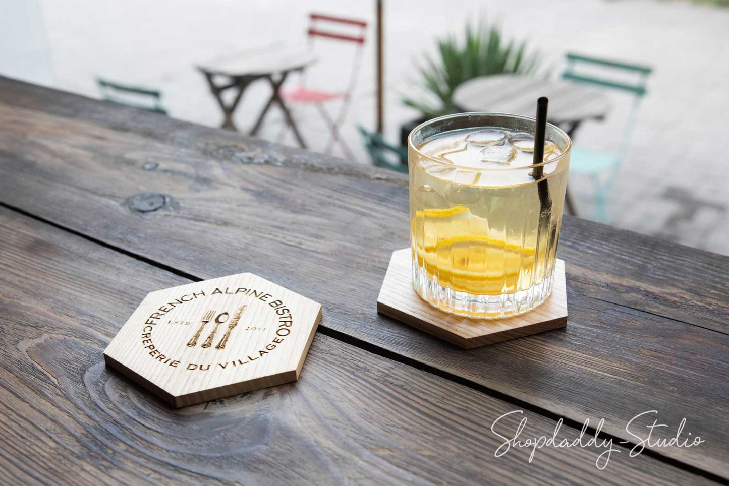 elegant Set of Wooden Coasters (5 pcs)