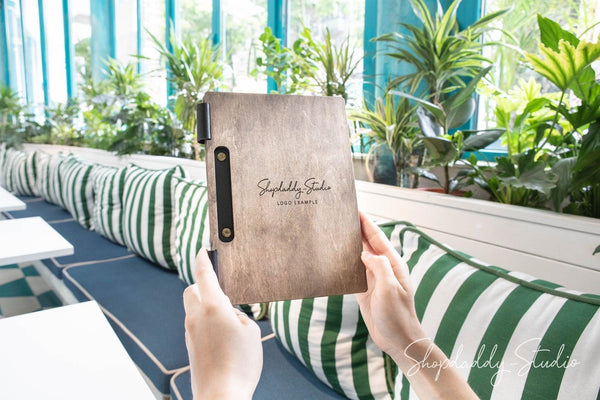 Walnut Wooden Menu Holder with Slot 8.5x5.5