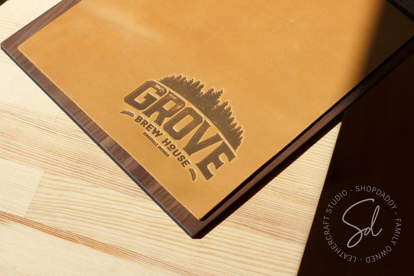 Menu Board with Leather Cover with logo