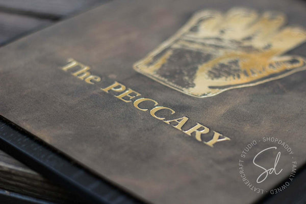 Black Menu Board with Leather Cover with logo