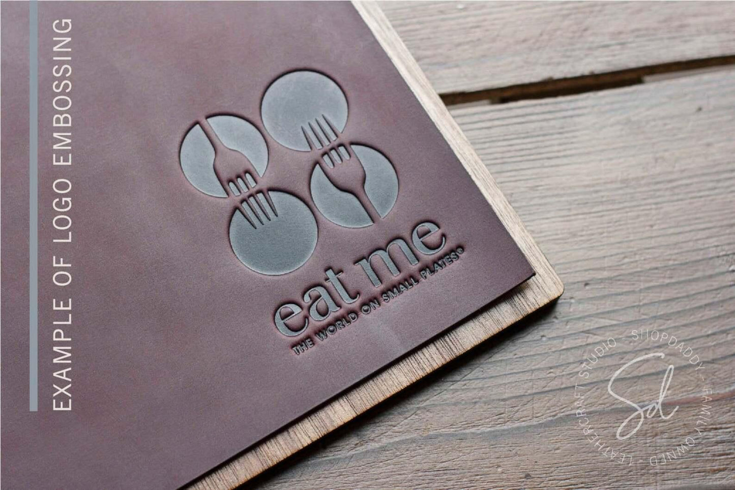 restaurant wooden leather menu board shopdaddy studio