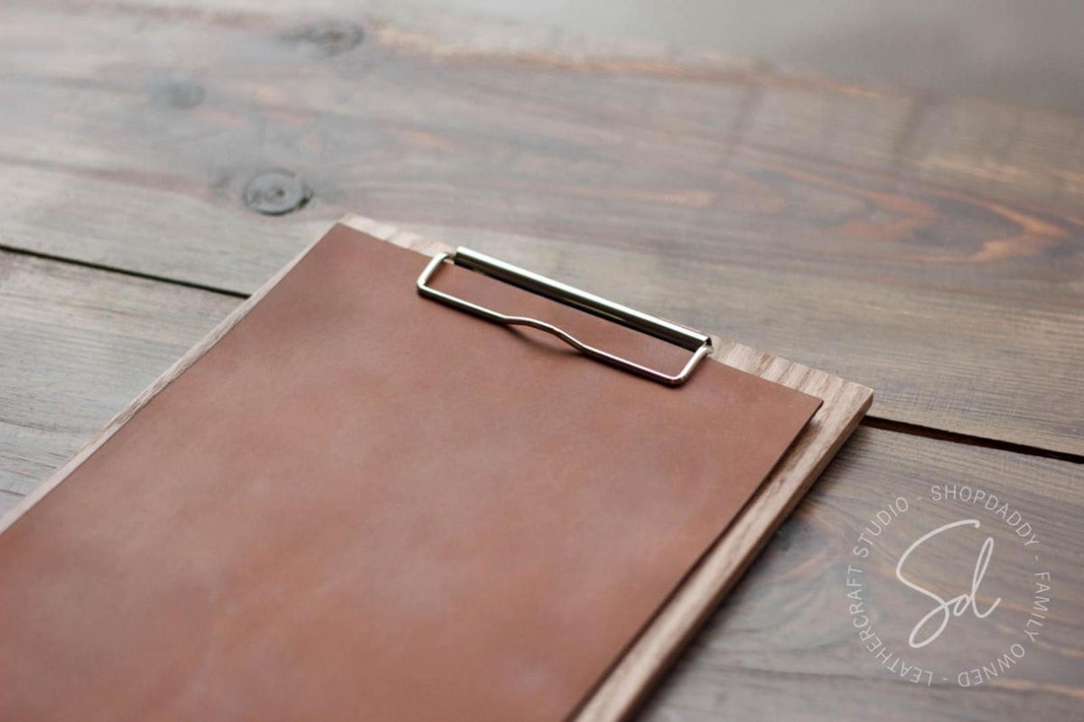 cafe Menu Board with Leather Cover & Clip