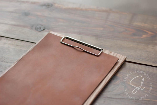cafe Menu Board with Leather Cover & Clip