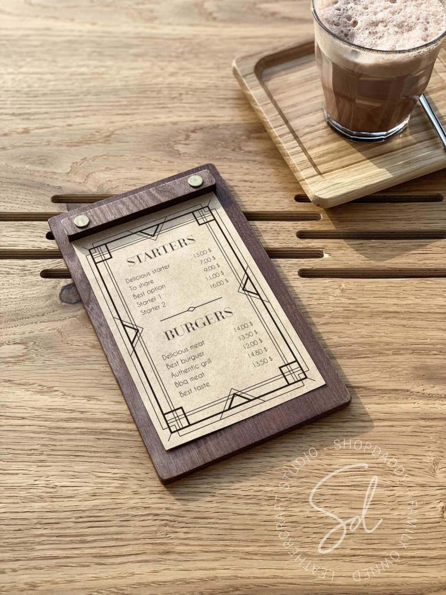 engraved Wooden Menu Board