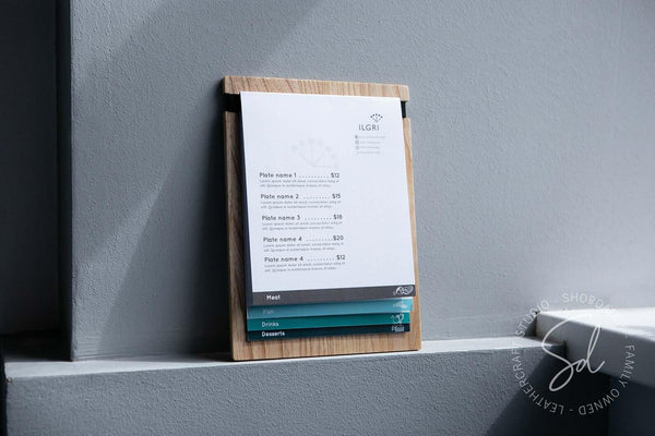 restaurant wooden Lacquer Menu Board with Elastic Band