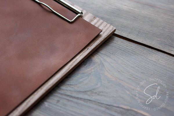 bar Menu Board with Leather Cover & Clip