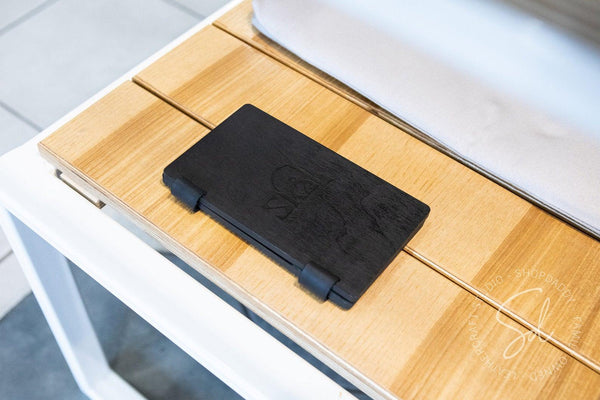 Wood Guest Check Presenter with Leather Pocket on Screws